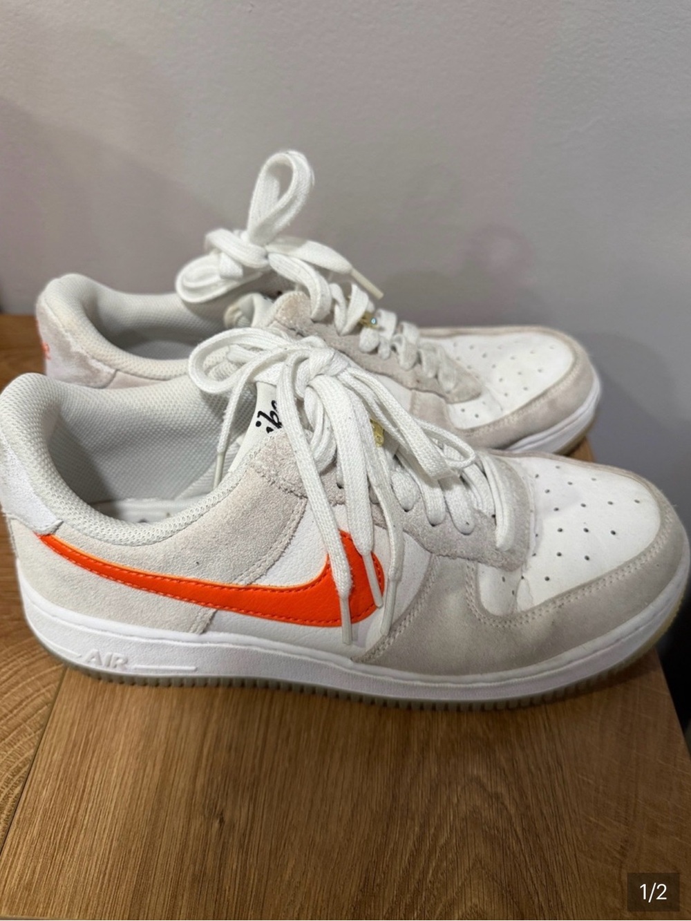 Nike White and Bright Orange Low-Top Sneakers